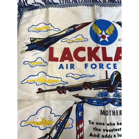 Vintage Lackland Air Force Base Pillow Case Sham 17.5" x 16" with Fringe - Picture 7 of 10
